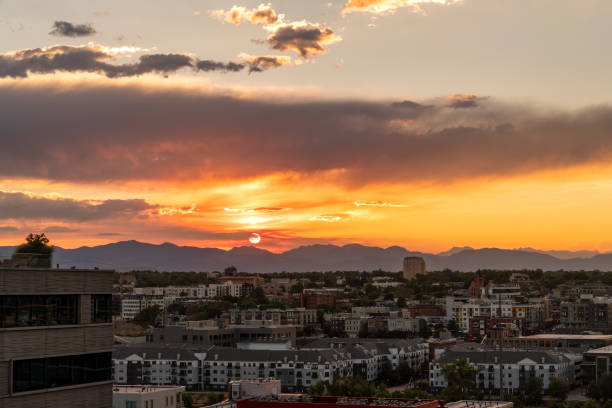istock Colorful sunset over Denver 1268346081