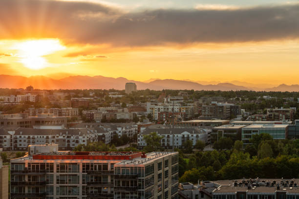 istock Colorful sunset over Denver 1268346279