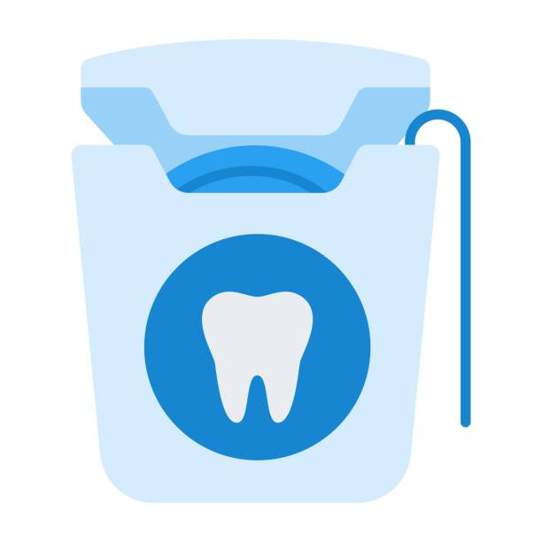 Dental floss vector icon flat isolated Dental floss in a plastic box vector flat icon isolated on white dental floss stock illustrations