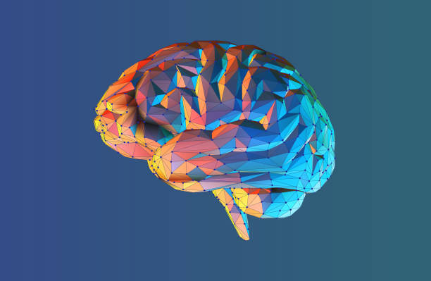 istock Colorful polygonal brain illustration isolated on green and blue BG 1268350730