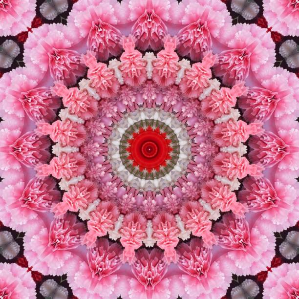 istock Beautiful pink and white coloured floral type abstract mandala background image.home decor and wedding backdrop image.textile ,carpet,doormat and ceramic tile background image print. Spirituality and meditation backdrop image 1268352160