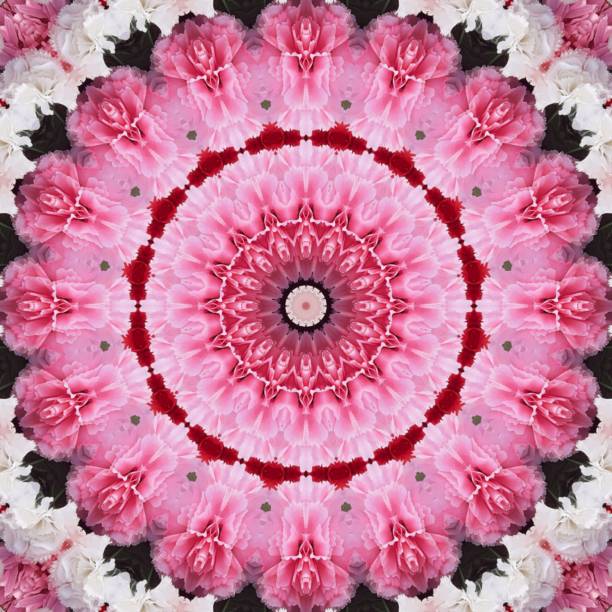 istock Beautiful pink and white coloured floral type abstract mandala background image.home decor and wedding backdrop image.textile ,carpet,doormat and ceramic tile background image print. Spirituality and meditation backdrop image 1268352198