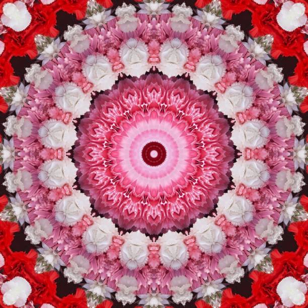 istock Beautiful pink and white coloured floral type abstract mandala background image.home decor and wedding backdrop image.textile ,carpet,doormat and ceramic tile background image print. Spirituality and meditation backdrop image 1268352248