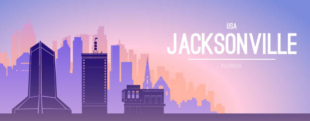 Jacksonville famous city scape view background. Flat well known silhouettes. Vector illustration easy to edit for flyers, posters or book covers. jacksonville florida stock illustrations