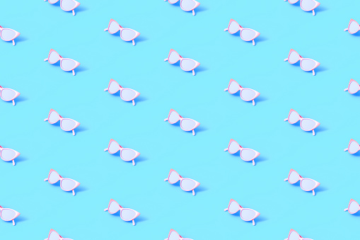 Seamless repetitive Sunglasses pattern on blue background