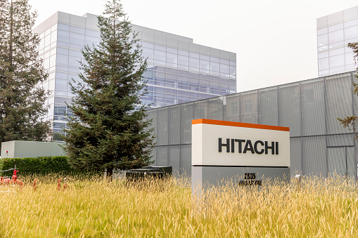Santa Clara California, USA - August  24, 2020: Hitachi Vantara office building at 2535 Augustine Dr, Santa Clara.
