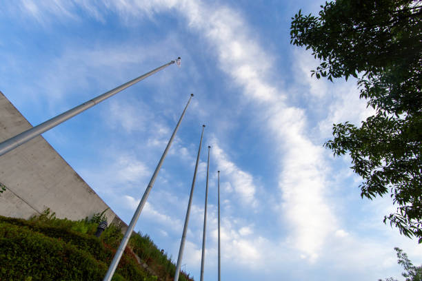 Early morning clouds and straight poles