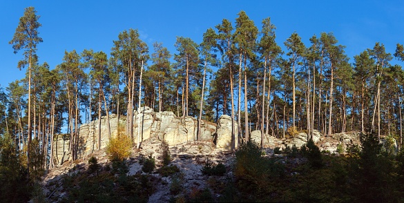 Mastale rockies or Toulovcovy mastale rock city near Prosec town, Sandstone rockies in Czech Republic