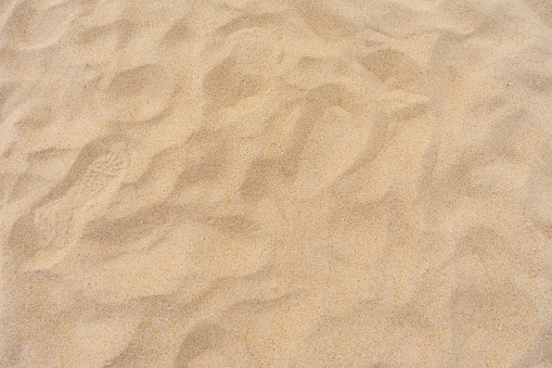 Top view of sand texture in summer sun, Full frame sand space area as background. wallpaper and background concept.