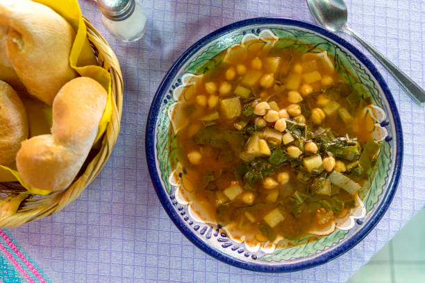 istock soup with chickpeas and spinach. typical Mexican food 1268373112