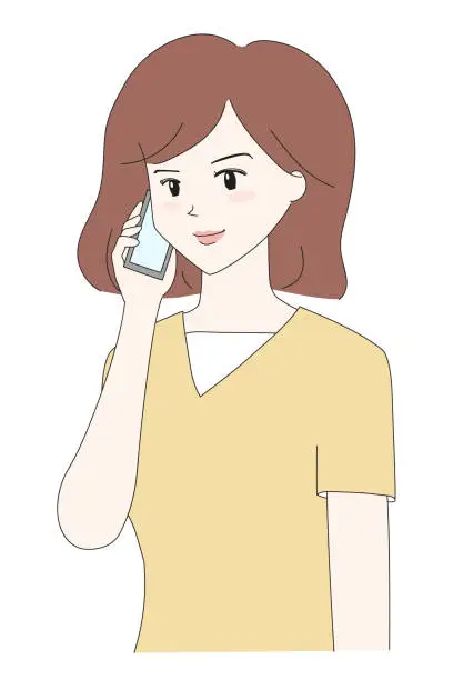 Vector illustration of Woman talking on the phone.