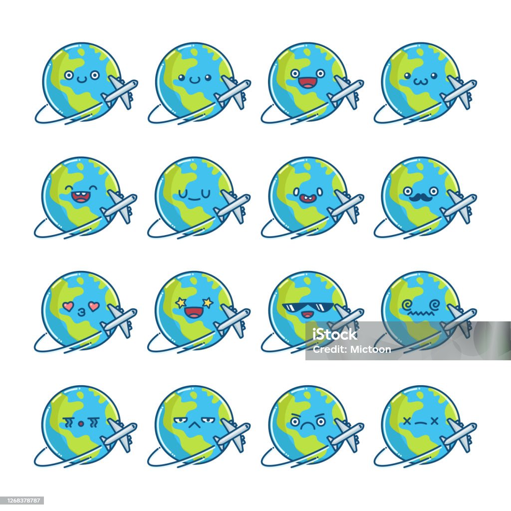 Ilustración de Feliz Planeta Planeta Tierra Dibujos Animados E Iconos De  Aviones Voladores y más Vectores Libres de Derechos de Mapa mundial - iStock