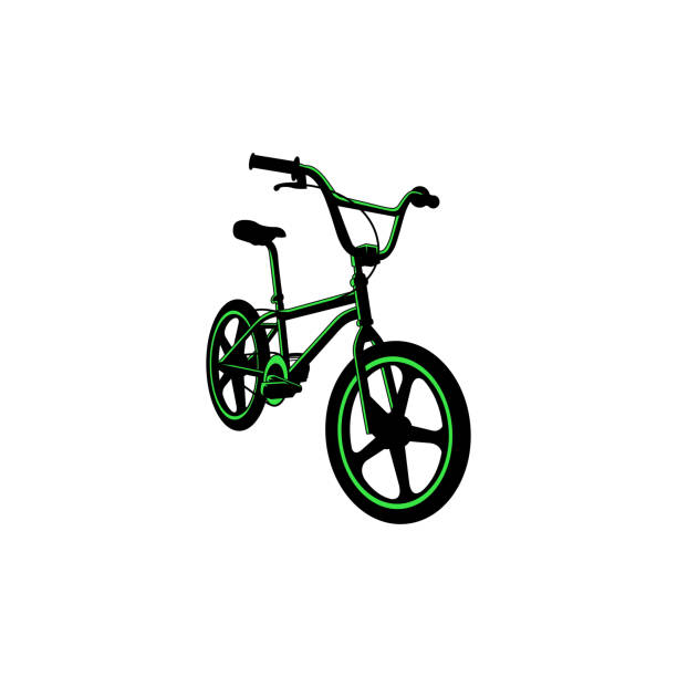 흰색 배경에 자전거의 실루엣 - bmx cycling stock illustrations