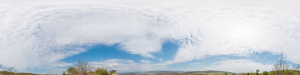 sky panorama with clouds without ground, for easy use in 3D graphics and panorama for composits in aerial and ground spherical panoramas as a sky dome