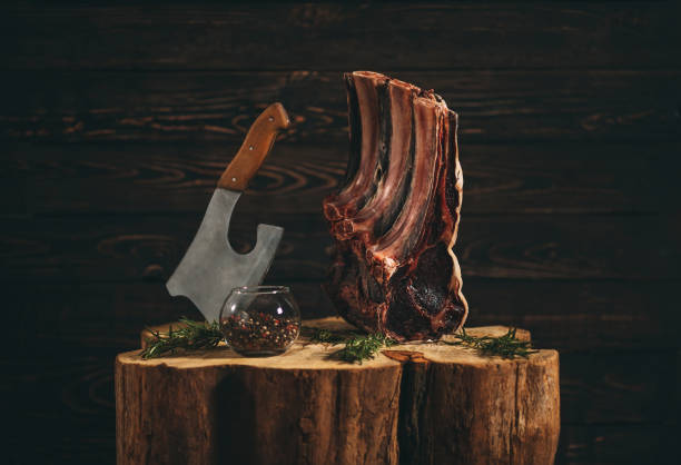 istock Dry Aged Raw Rib of Beef. Beef steak. 1268389438
