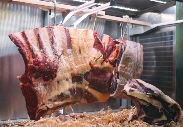 istock Dried meat in the restaurant. Beef steak. 1268390720