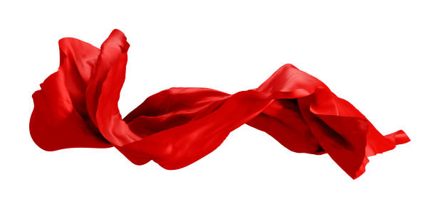 istock Red fabric flying in the wind isolated on white background 3D render 1268391591