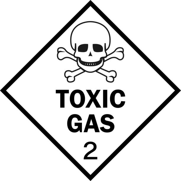 ilustraciones, imágenes clip art, dibujos animados e iconos de stock de señal de gas tóxico. carteles de mercancías peligrosas clase 2. - toxic waste vector biohazard symbol skull and crossbones