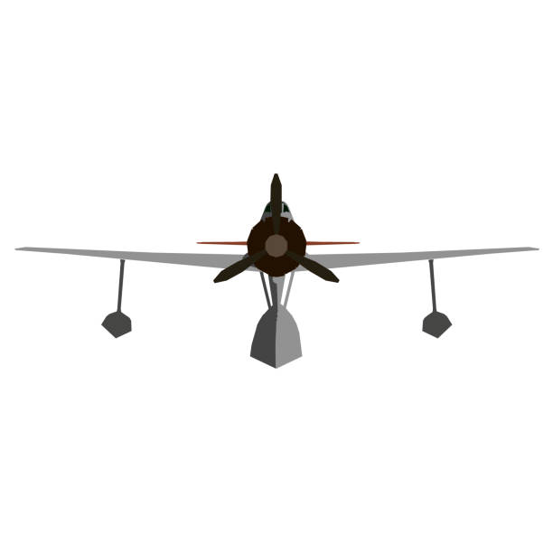 istock Airplane illustration in flat style. Airplane for landing and taking off from the water. Front view. Vector illustration 1268392853