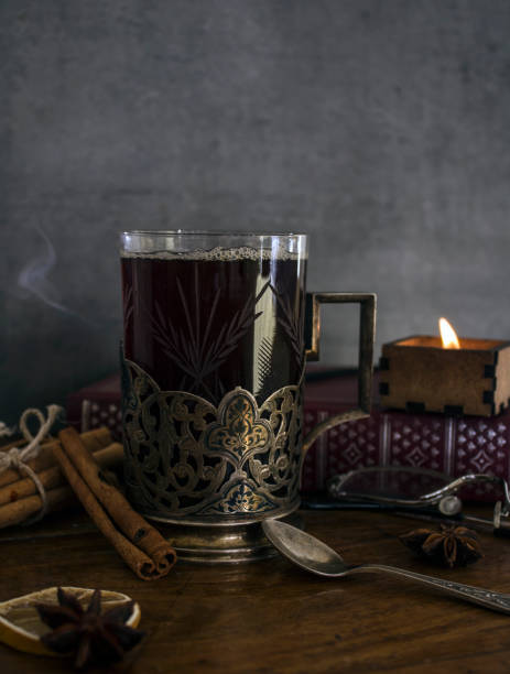 istock Black tea in vintage glass. 1268394344