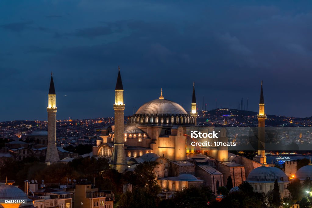 Hagia Sofia - Ayasofya in Istanbul at the night - Turkey Istanbul Turkey Hagia Sophia - Istanbul Stock Photo