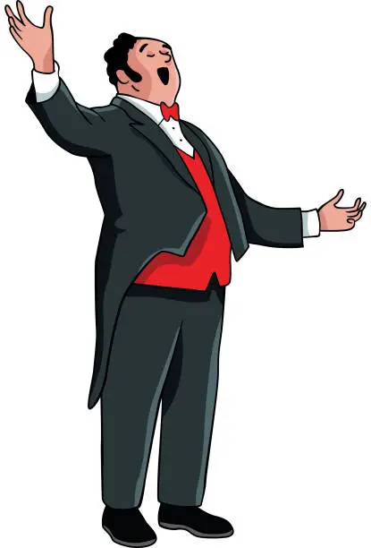 Vector illustration of Opera tenor singing