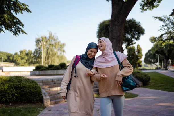 istock Muslim women relaxing after workout 1268399923