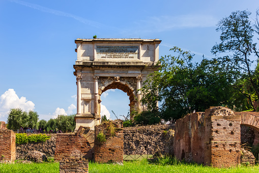 The Arch of Titus in the Roman Forum, Rome, Italy