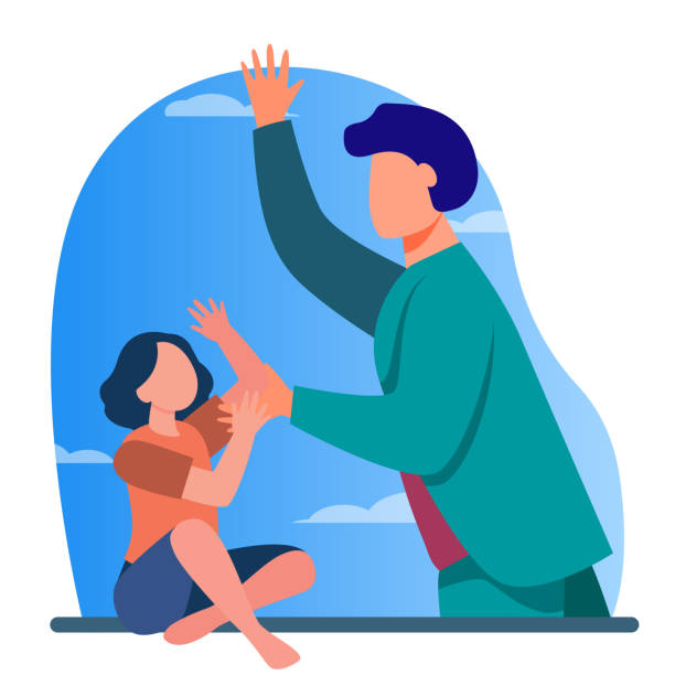 ilustrações, clipart, desenhos animados e ícones de pai batendo na filhinha - stop child stop sign child abuse