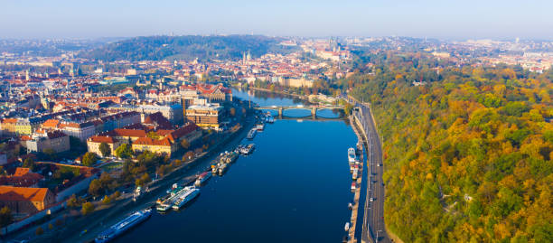 istock View from drone of Prague, Czech Republic 1268404773