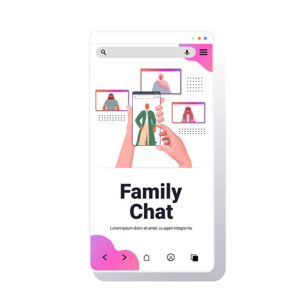 istock hands using smartphone chatting with arabic people during virtual meeting video call family chat 1268406047
