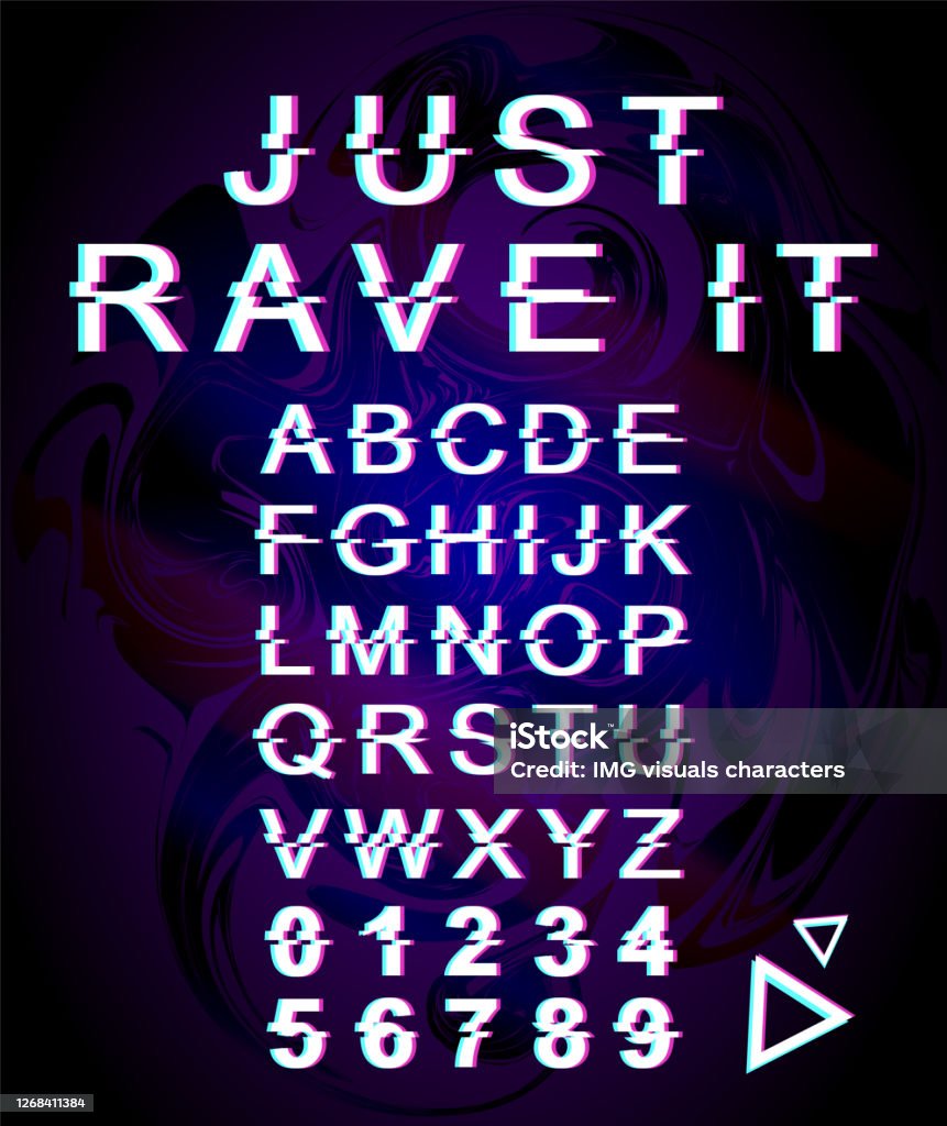 Entertainment Typefacee Just Rave It Font Template Retro Futuristic Style Vector Alphabet Set ...