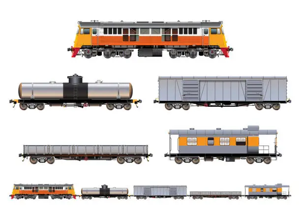 Vector illustration of train set 02