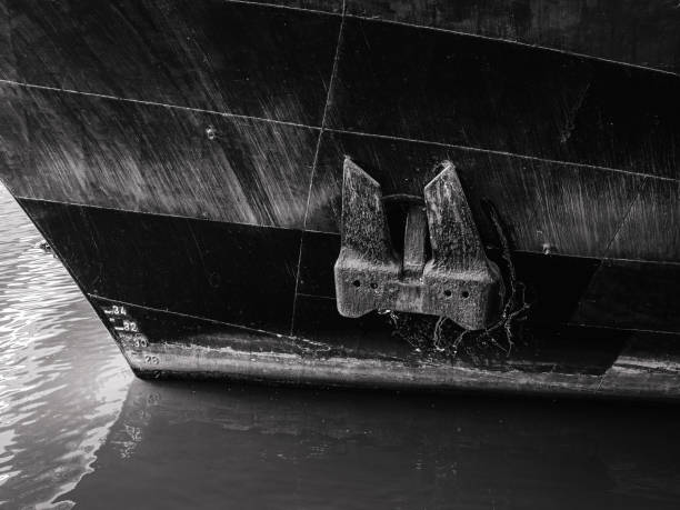 istock anchored on an old ship - black and white photo 1268412995