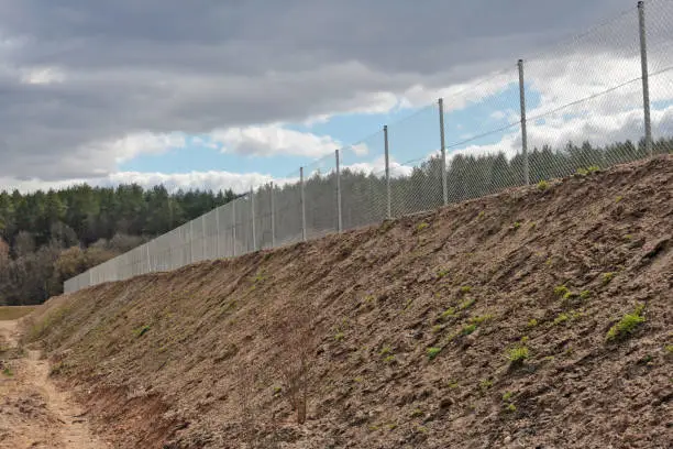 Photo of The protected area in forest is protected by a steel lattice fence