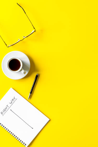 istock Right way illustration. Straight line in notebook copy space 1268415779