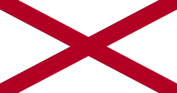 Vector illustration of National flag of Alabama. Vector illustration