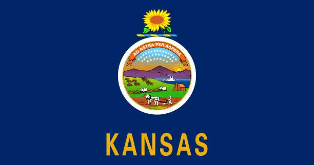 Vector illustration of National flag of Kansas, Vector illustration