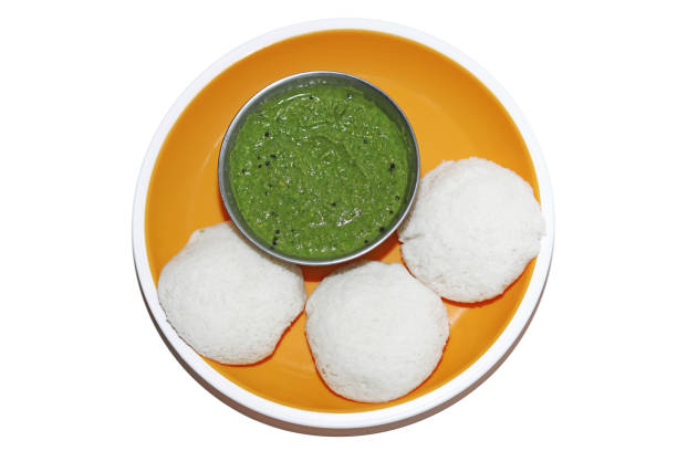 Idly with Coriander mint Chutney, South indian breakfasts