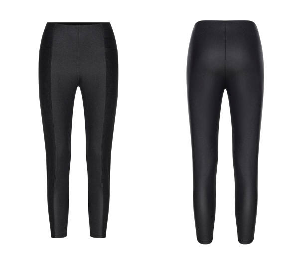 istock Blank black leggings and tights mockup, front and back view, isolated 1268429514