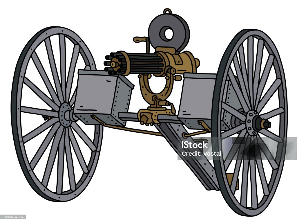 Retro Machine Gun The Vintage Machine Gun Stock Illustration - Download Image Now ...