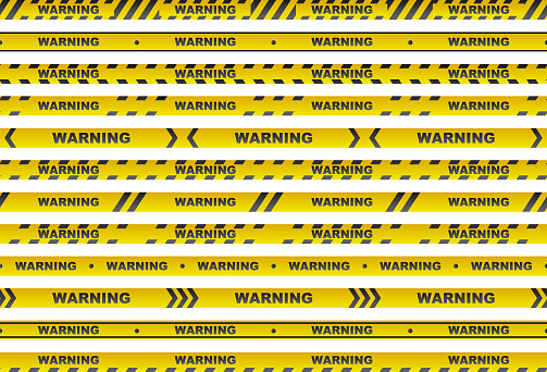 Warning tape. Black and yellow line striped. Vector illustration