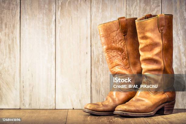 Wild West Retro Leather Cowboy Boots Style Filtered Photo Stock Photo - Image Now iStock