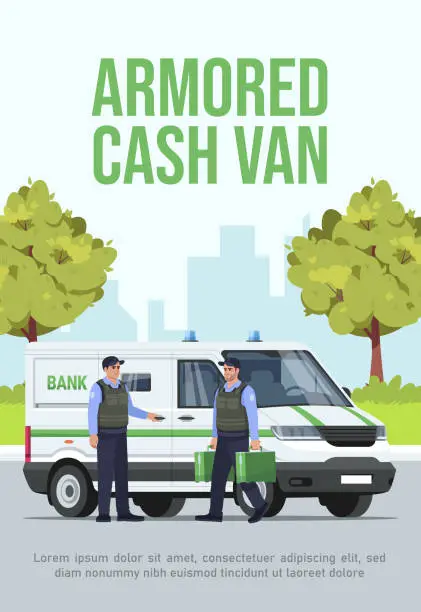 Vector illustration of Armored cash van poster template