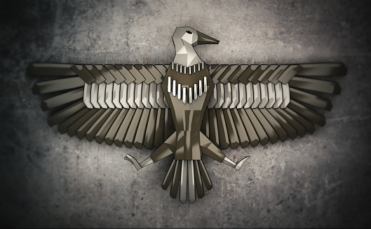 3D heraldic bird symbol of strength and authority