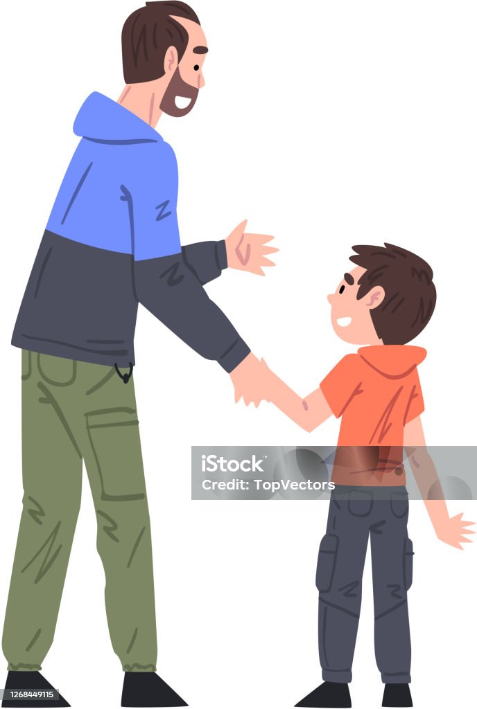 Ilustración de Papá Hablando Con Su Hijo Pequeño Sosteniendo Las Manos Padre Y Su Hijo Teniendo Buen Tiempo Juntos Estilo De Dibujos Animados Vector Ilustración y más Vectores Libres de Derechos de Ilustración de Papá Hablando Con Su Hijo Pequeño Sosteniendo Las Manos Padre Y Su Hijo Teniendo Buen Tiempo Juntos Estilo De Dibujos Animados Vector Ilustración y más Vectores Libres de Derechos de