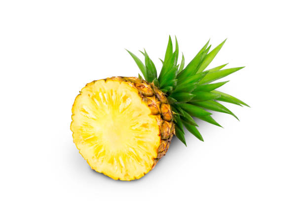 istock whole pineapple and pineapple slice. Pineapple with leaves isolate on white. Full depth of field. 1268449707
