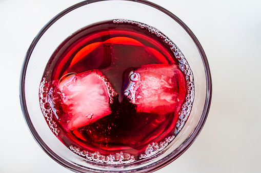 iced cherry juice in glass
