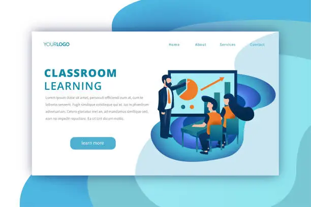 Vector illustration of Education web landing page template with classroom learning theme