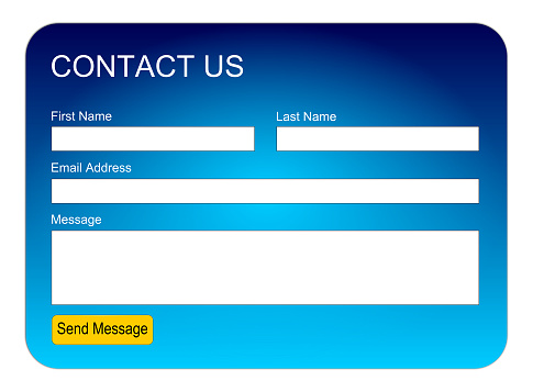 blue yellow contact us form or feedback form - illustration